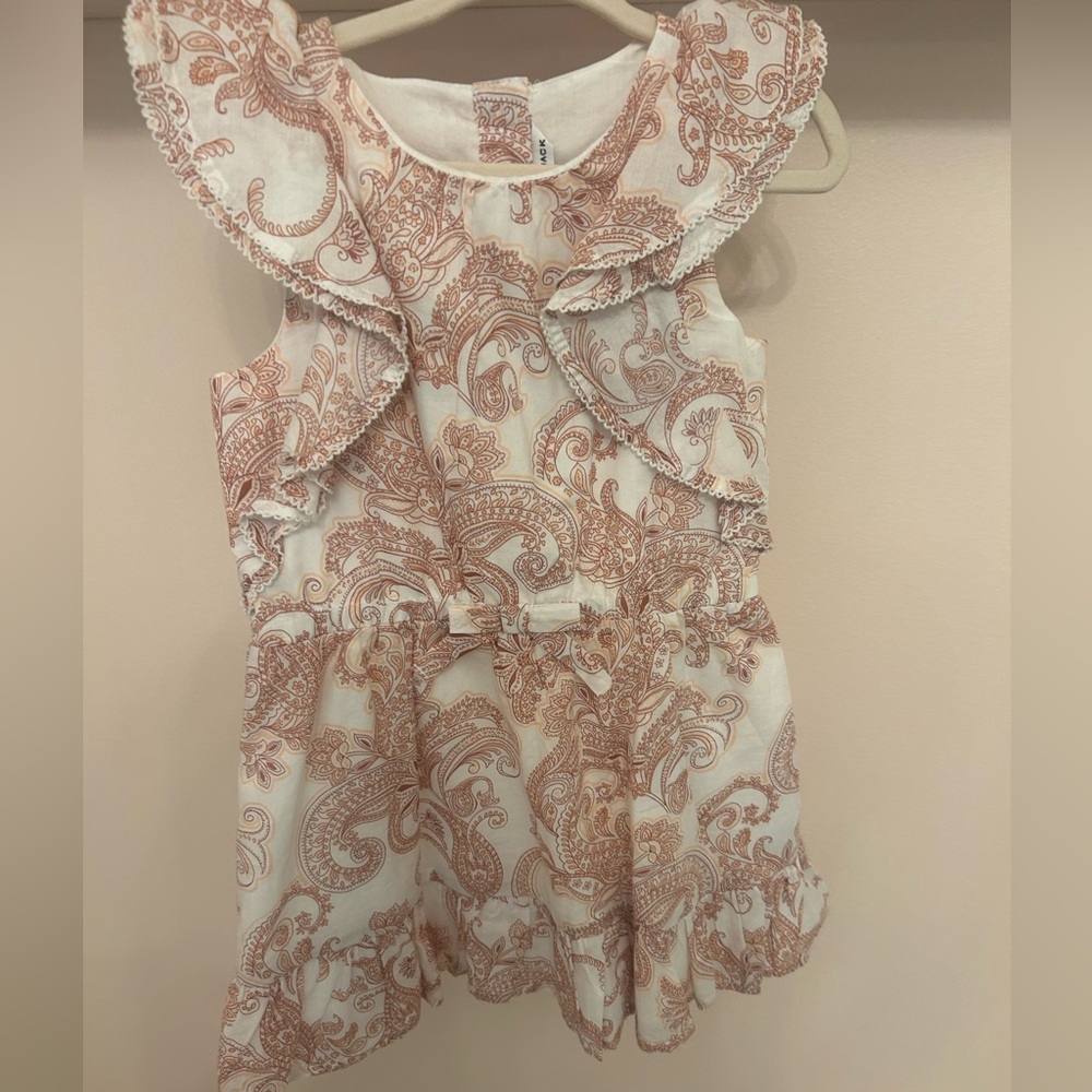 Janie and Jack Cream and light pink Paisley Dress
